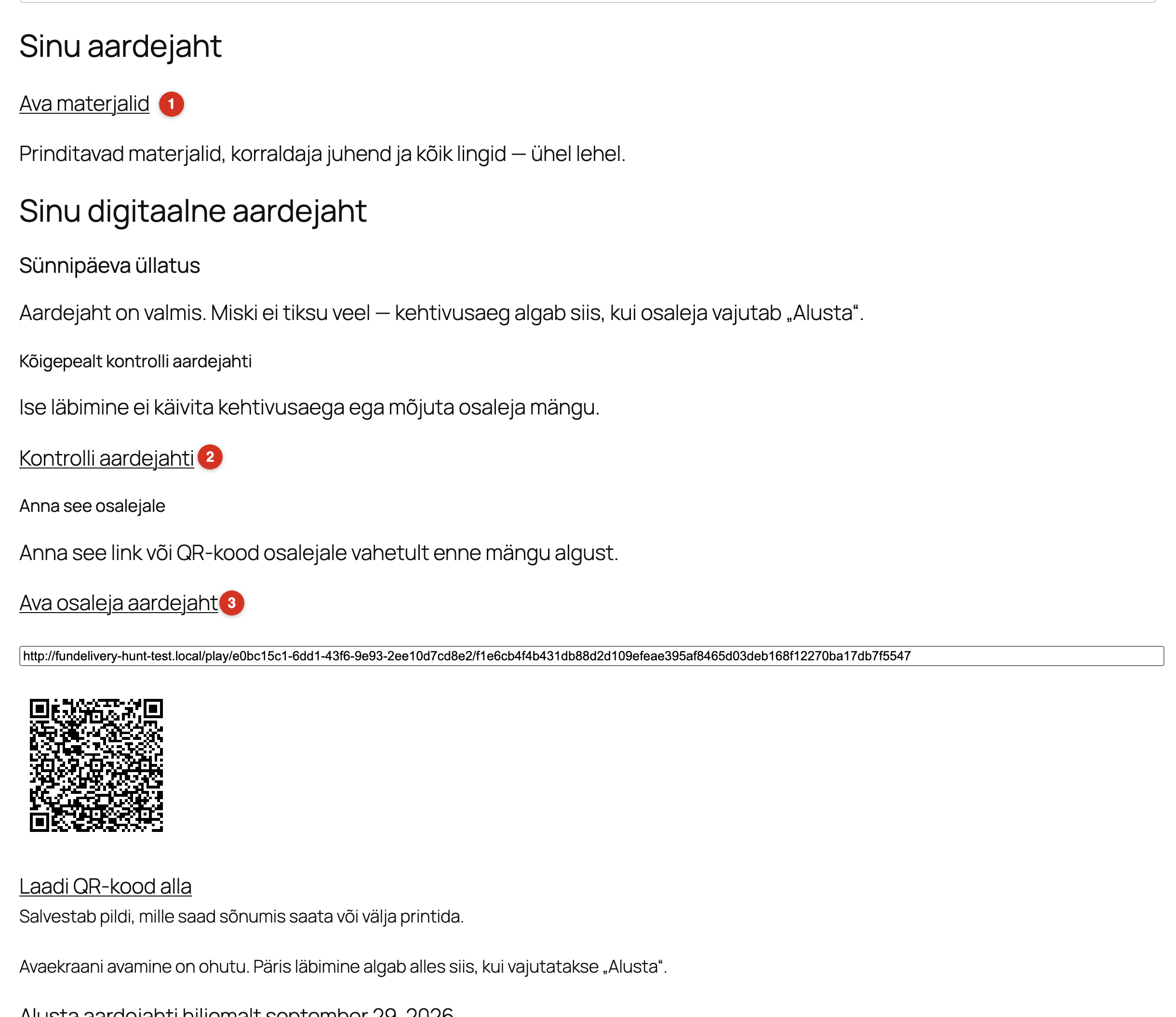 Tellimuse lehe plokid pärast maksmist