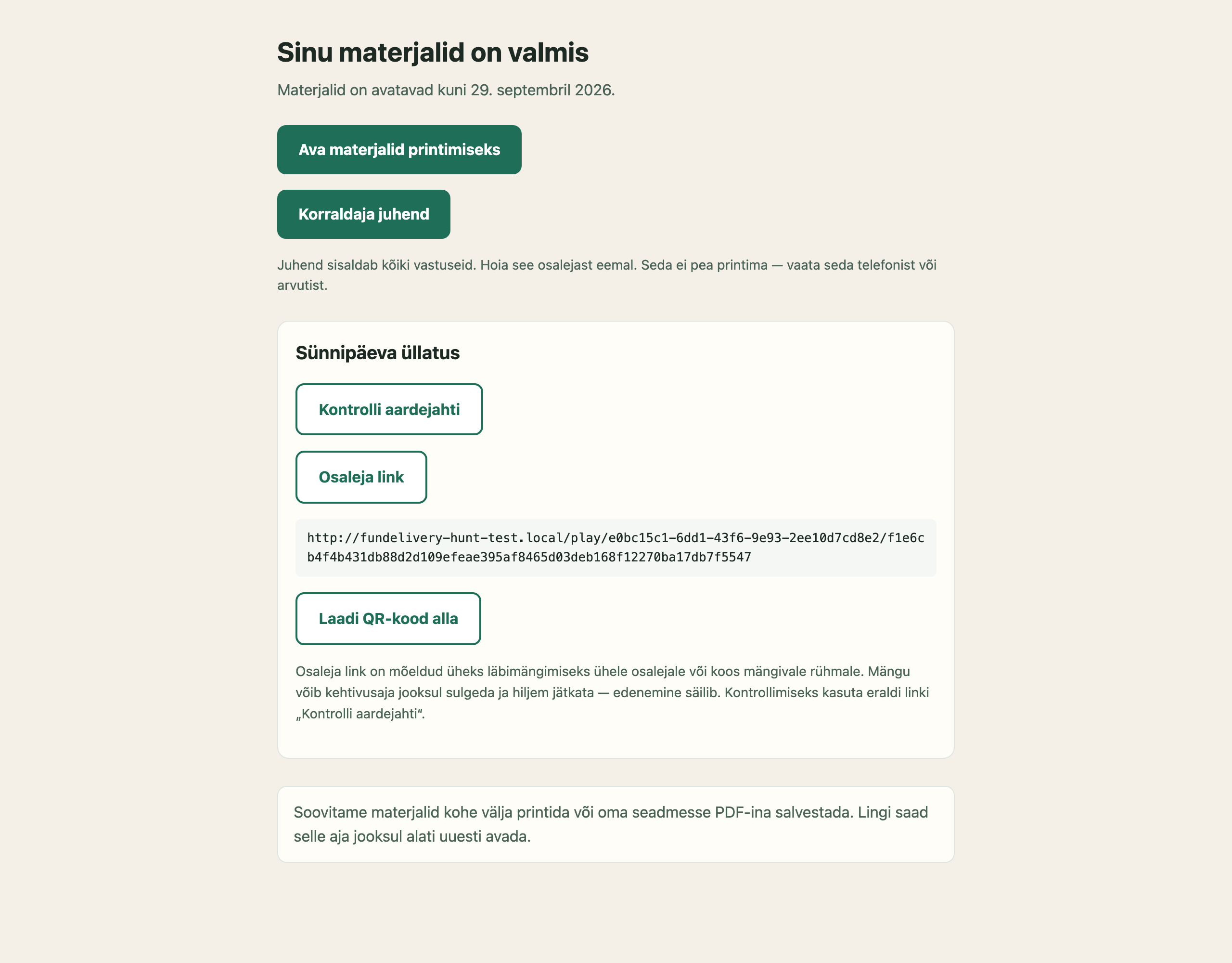 Materjalide leht pärast maksmist